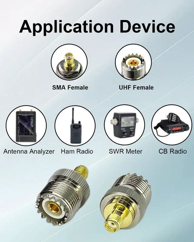 Alt view image 4 of 7 - 2PCS SMA Female to UHF SO239 Female Coax Connector