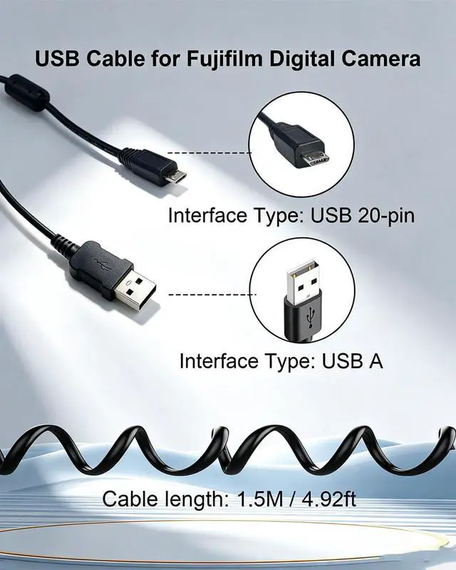 Alt view image 3 of 7 - Replacement USB Camera Charger & Data Cable for Fujifilm X30 XT20