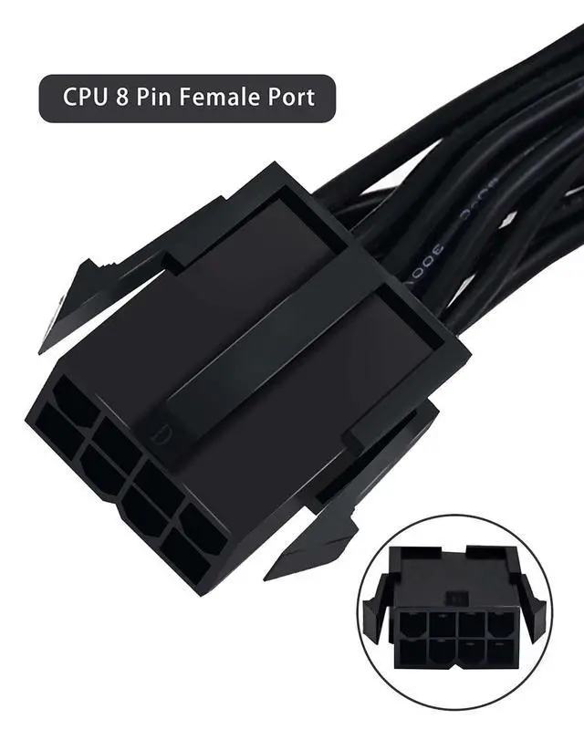 Alt view image 2 of 7 - 8 Pin to 4 Pin CPU Power Adapter, CPU 8 Pin ATX 4 Pin Male Converter Extension Cable for Motherboard 9.5-inch(24cm)