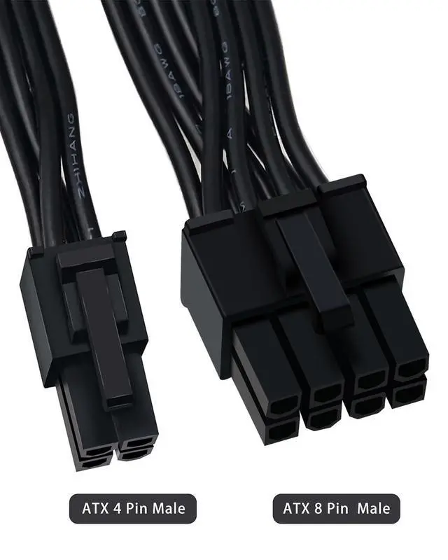 Alt view image 3 of 7 - 8 Pin to 4 Pin CPU Power Adapter, CPU 8 Pin ATX 4 Pin Male Converter Extension Cable for Motherboard 9.5-inch(24cm)
