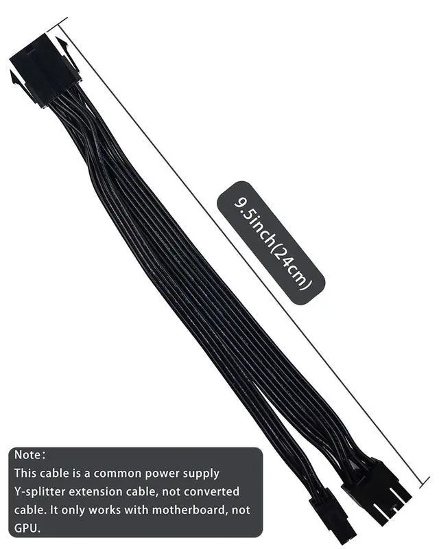 Alt view image 4 of 7 - 8 Pin to 4 Pin CPU Power Adapter, CPU 8 Pin ATX 4 Pin Male Converter Extension Cable for Motherboard 9.5-inch(24cm)