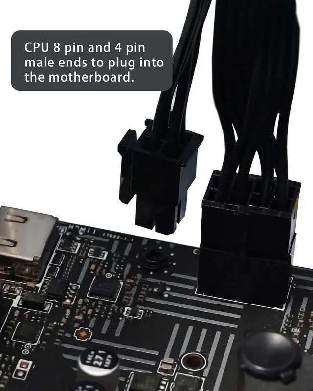 Alt view image 6 of 7 - 8 Pin to 4 Pin CPU Power Adapter, CPU 8 Pin ATX 4 Pin Male Converter Extension Cable for Motherboard 9.5-inch(24cm)