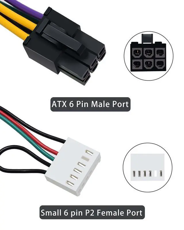 Alt view image 3 of 7 - 24 pin to 6 pin Adapter HP ATX Power Cable Compatible with Z200 Z210 Z220 Z230 Z240 SFF MT TWR Series 4000 6005 8300, ProDesk 600 G1, EliteDesk 800 G1 13.3-inch (34cm)