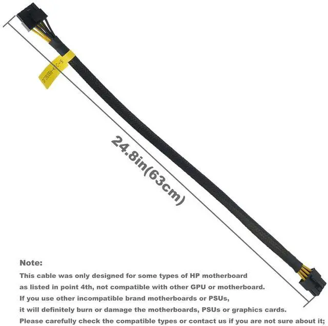 Alt view image 4 of 5 - GPU Power Cable for HP DL580 DL585 DL980 G7 Server, 10 Pin to CPU 8 Pin Power Adapter for Nvidia K80/M40/M60/P40 24.8-inch(63cm) (Pack of 2)