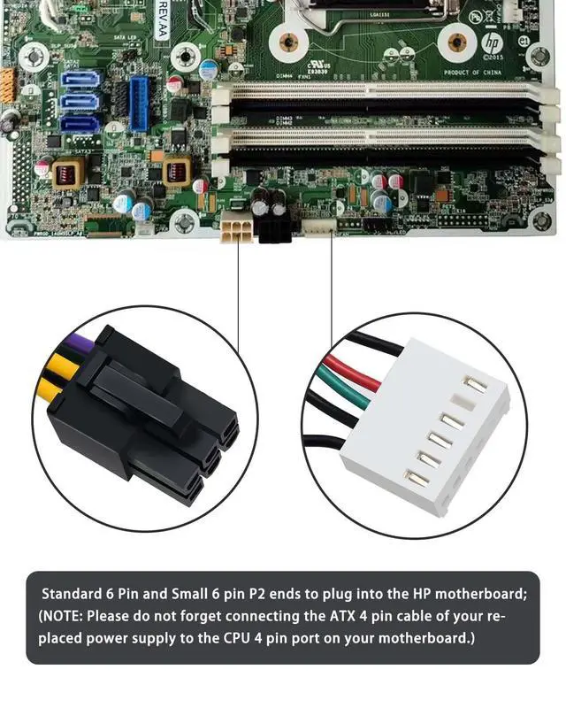 Alt view image 7 of 7 - 24 pin to 6 pin Adapter HP ATX Power Cable Compatible with Z200 Z210 Z220 Z230 Z240 SFF MT TWR Series 4000 6005 8300, ProDesk 600 G1, EliteDesk 800 G1 13.3-inch (34cm)