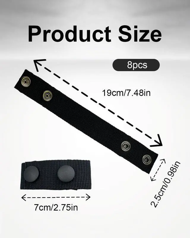 Alt view image 2 of 7 - 8-Pack Tactical Belt Keepers, 2" Nylon Double Snaps for Duty Belt