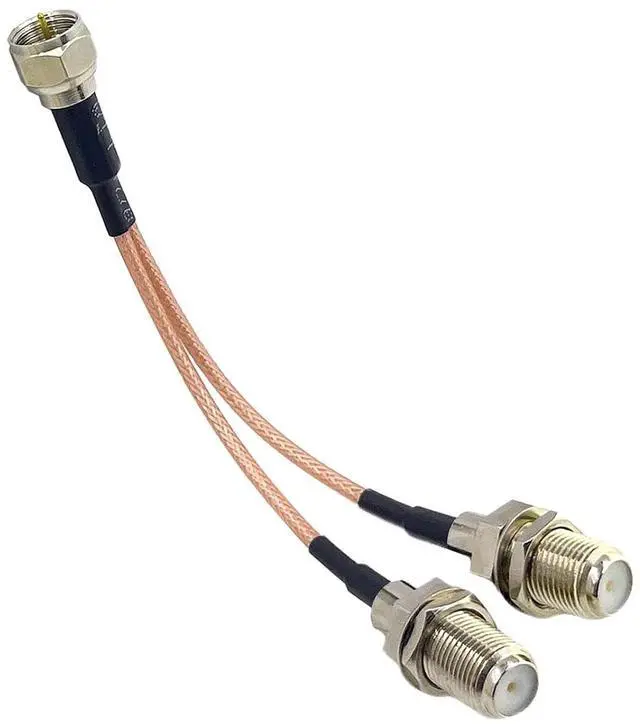 Main image of F Male to Dual Female RG6 Coax Splitter Cable, 10cm