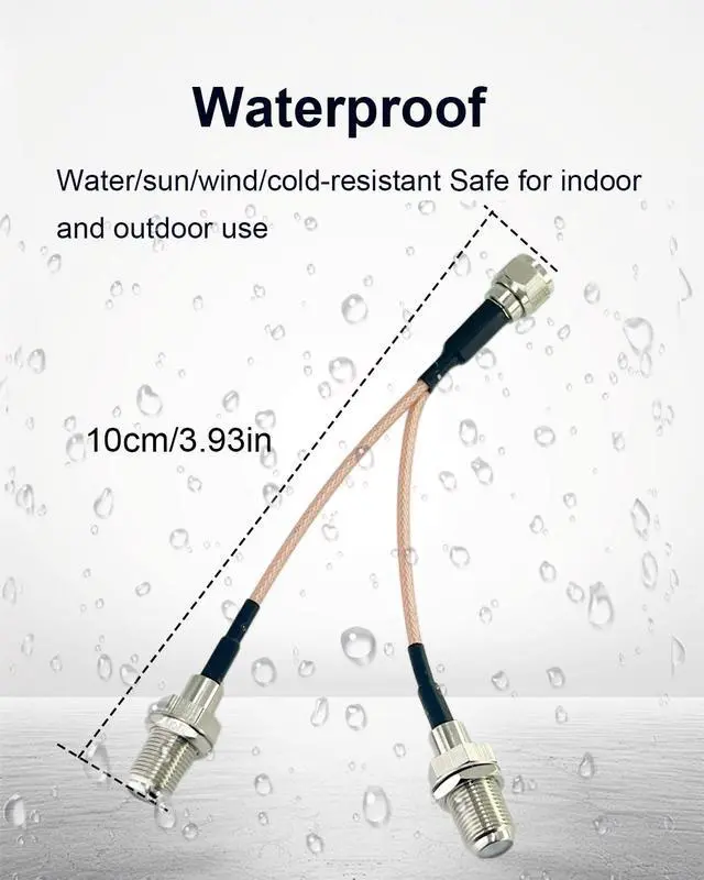 Alt view image 3 of 7 - F Male to Dual Female RG6 Coax Splitter Cable, 10cm