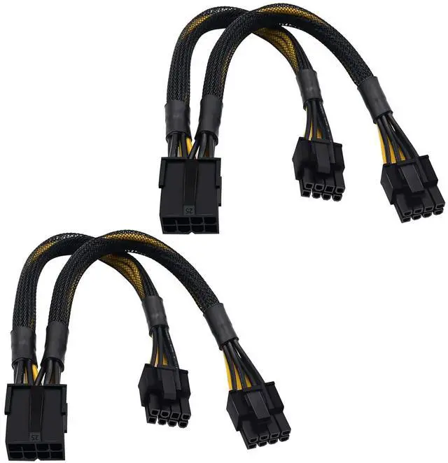 Main image of (2-Pack) 8 Pin PCIe Splitter Cable, GPU VGA PCIe 8 Pin Female to Dual 6+2 Pin Male PCI Express Power Adapter Braided Extension 9 inches (23cm)