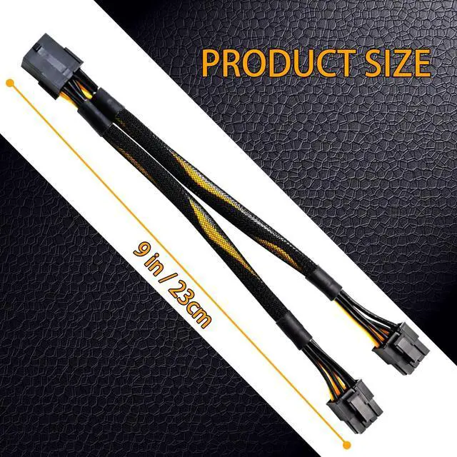 Alt view image 5 of 6 - (2-Pack) 8 Pin PCIe Splitter Cable, GPU VGA PCIe 8 Pin Female to Dual 6+2 Pin Male PCI Express Power Adapter Braided Extension 9 inches (23cm)