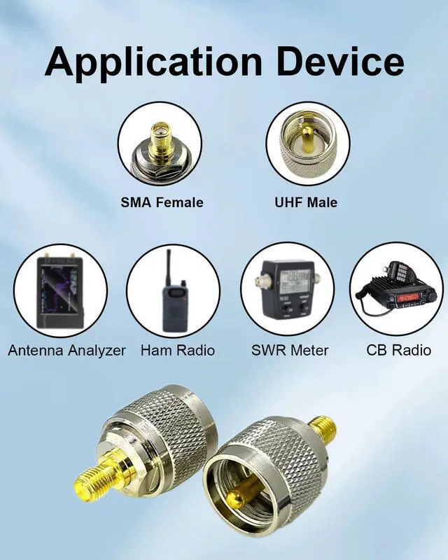 Alt view image 4 of 7 - 2PCS RF coaxial Coax SMA Female to UHF Male PL-259 Adapter
