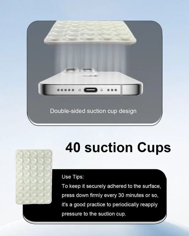 Alt view image 3 of 7 - 2-Pack Double Sided Suction Cup Phone Grip, Silicone, White