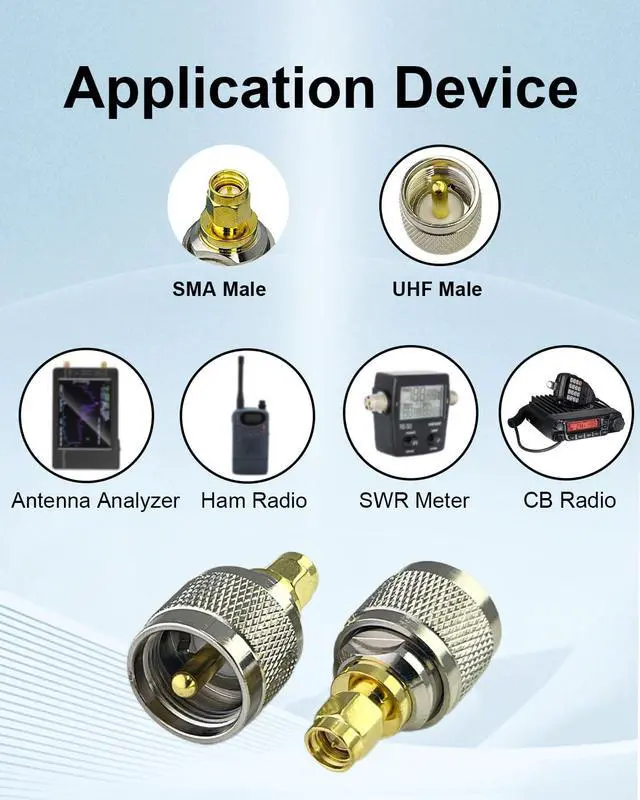Alt view image 5 of 7 - 2Pack SMA Male to UHF Male PL259 RF Coaxial Adapter