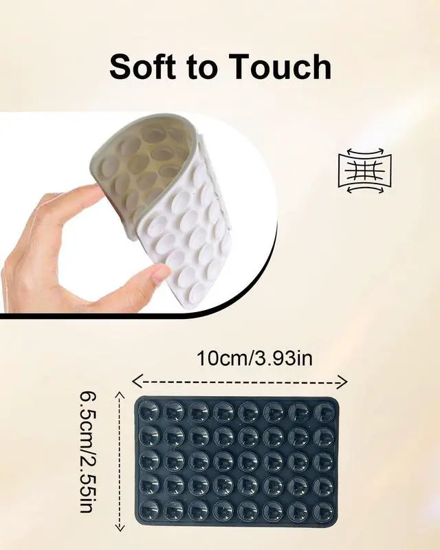 Alt view image 4 of 7 - 2-Pack Double Sided Suction Cup Phone Grip, Silicone, Black+White