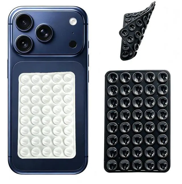 Main image of 2-Pack Double Sided Suction Cup Phone Grip, Silicone, Black+White