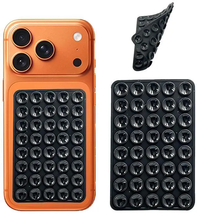 Main image of 2-Pack Double Sided Suction Cup Phone Grip, Silicone, Black