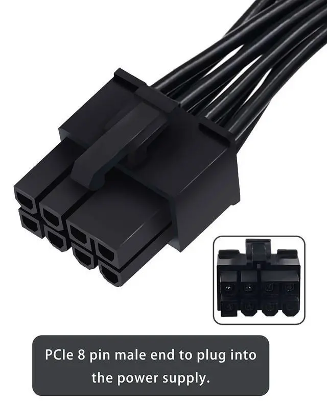 Alt view image 2 of 6 - PCIE Cable for EVGA, PCIe 8 Pin Male to Dual PCIe 8 Pin (6+2) Male GPU Power Cable for EVGA Power Supply 25-inch(63cm) Black