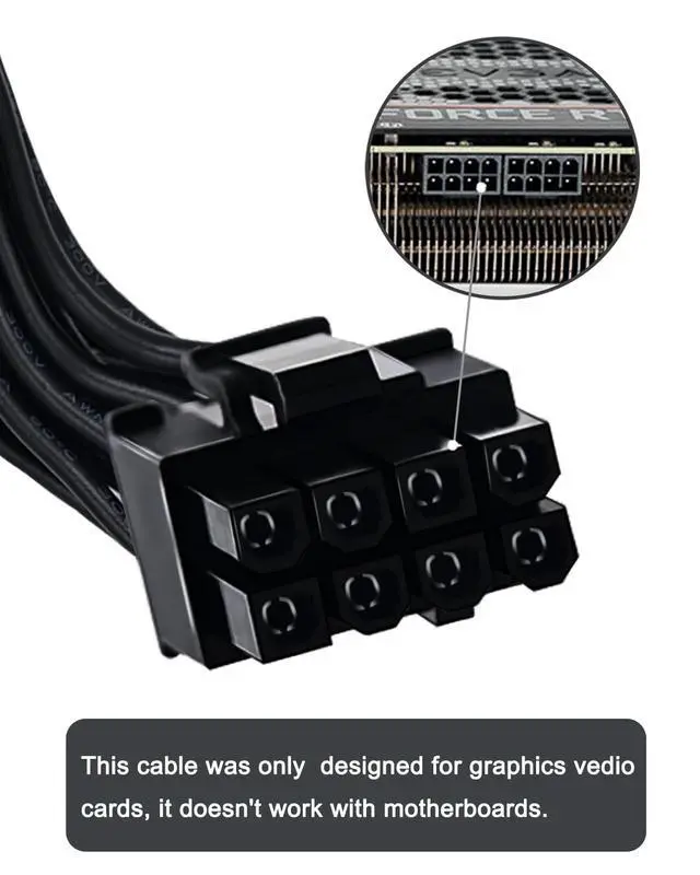 Alt view image 6 of 6 - PCIE Cable for EVGA, PCIe 8 Pin Male to Dual PCIe 8 Pin (6+2) Male GPU Power Cable for EVGA Power Supply 25-inch(63cm) Black
