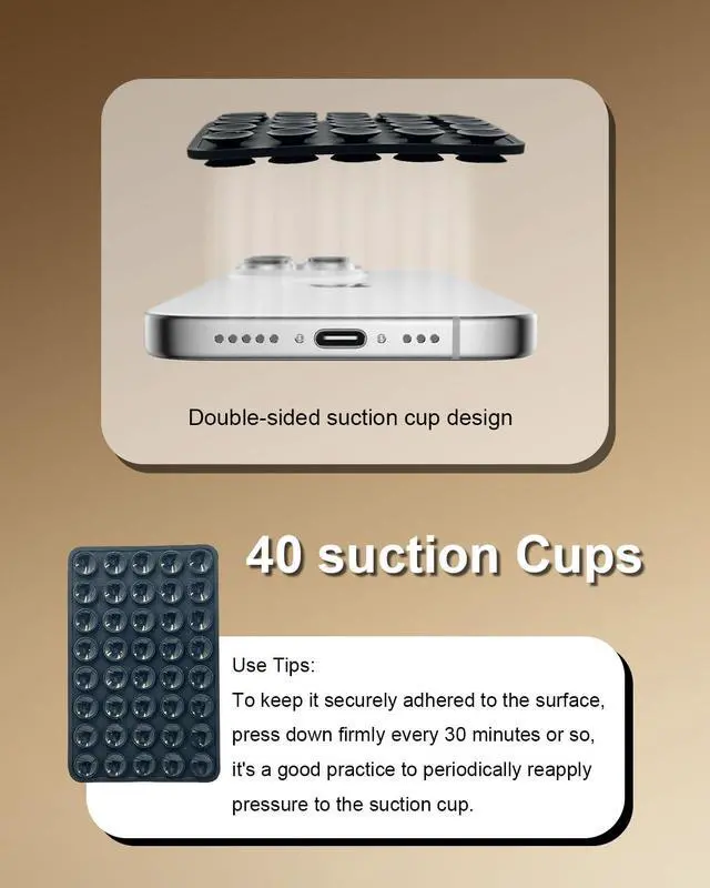 Alt view image 2 of 7 - 2-Pack Double Sided Suction Cup Phone Grip, Silicone, Black