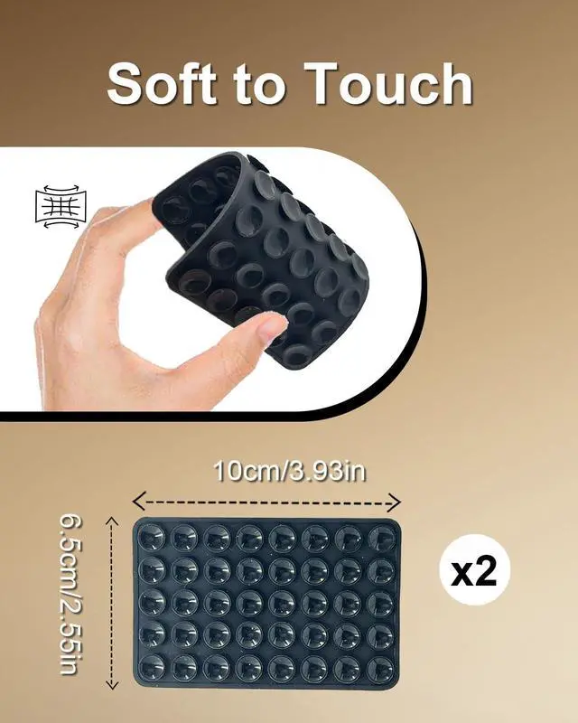 Alt view image 5 of 7 - 2-Pack Double Sided Suction Cup Phone Grip, Silicone, Black