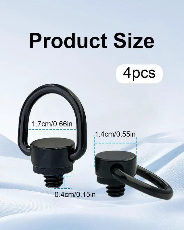 Alt view image 4 of 7 - 4Pcs Stainless Steel D Ring Screw Adapter, 1/4"-20 Camera D Ring Screw with Rubber Padded for Tripod Camera Shoulder Straps, Selfie Sticks, Gimbals, Black