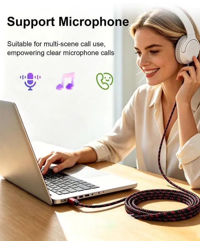 Alt view image 5 of 7 - USB C to 3.5mm TRRS Audio Cable, 3.3ft Type C Auxiliary Cable