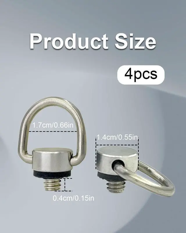 Alt view image 6 of 7 - 4-Pack 1/4"-20 D Ring Camera Screw Adapter, Silver