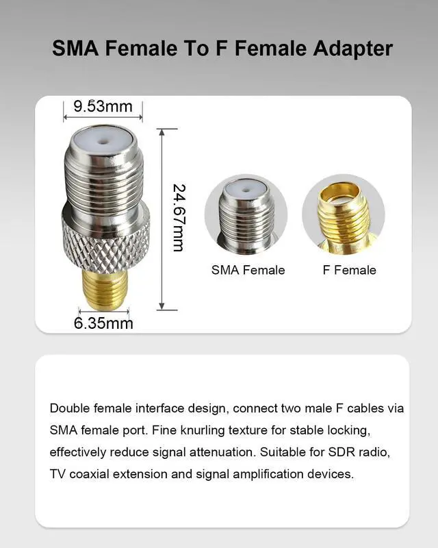 Alt view image 2 of 7 - SMA to F Type Coax Connector, 4PCS SMA M/F to F M/F