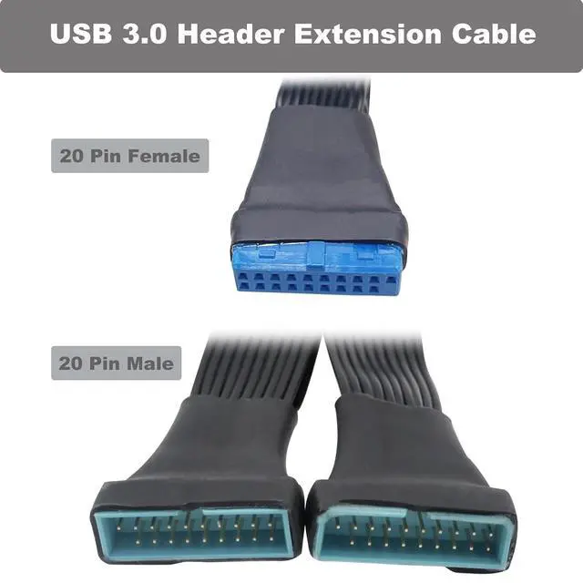 Alt view image 4 of 7 - USB 3.0 Header Splitter Extension Cable, Small Mini USB 3.0 19/20 Pin 1 to 2 Y Splitter Internal Adapter for Motherboard 5.9-inch (15cm)