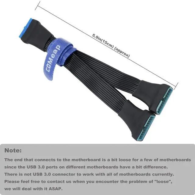 Alt view image 7 of 7 - USB 3.0 Header Splitter Extension Cable, Small Mini USB 3.0 19/20 Pin 1 to 2 Y Splitter Internal Adapter for Motherboard 5.9-inch (15cm)