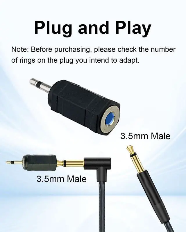 Alt view image 3 of 7 - 2.5mm Mono Male to 3.5mm Mono Female Adapter