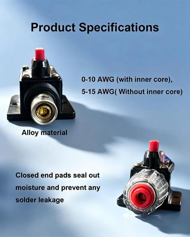 Alt view image 7 of 7 - 60A Waterproof DC Circuit Breaker 12V-24V Manual Reset