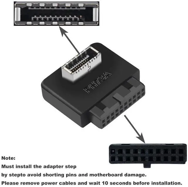 Alt view image 2 of 5 - USB 3.2 Gen 1 to USB 3.2 Gen 2 Header Adapter, USB 3.1 Type-E Key-A to USB 3.0 20 Pin Header Converter for Type C Motherboard (Standard Type)
