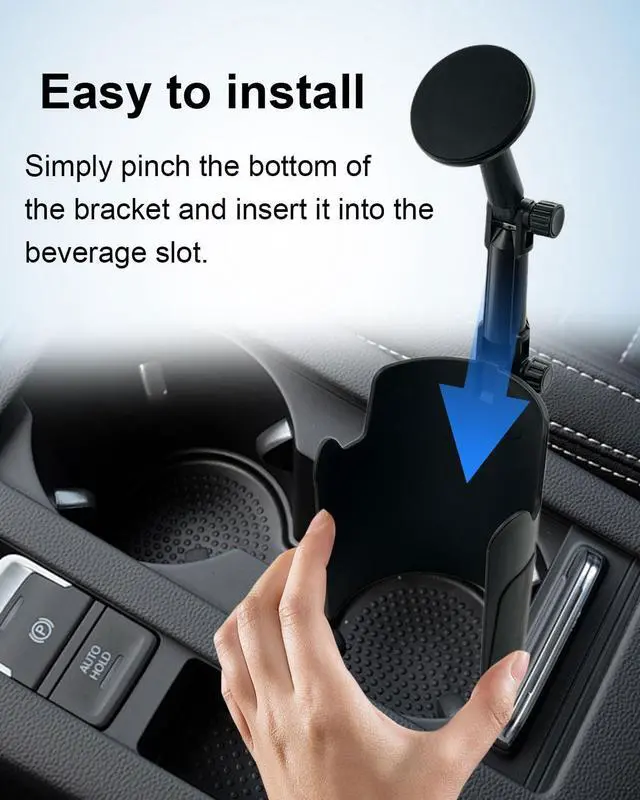 Alt view image 3 of 7 - 2-in-1 Cup Holder Phone Holder with 360°Rotation & Long Arm Mount