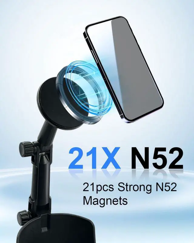 Alt view image 6 of 7 - 2-in-1 Cup Holder Phone Holder with 360°Rotation & Long Arm Mount