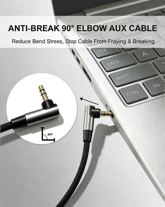 Alt view image 3 of 7 - 3.5 to 3.5mm TRS Aux Cable, 90 Degree for Headphone, 3.93FT