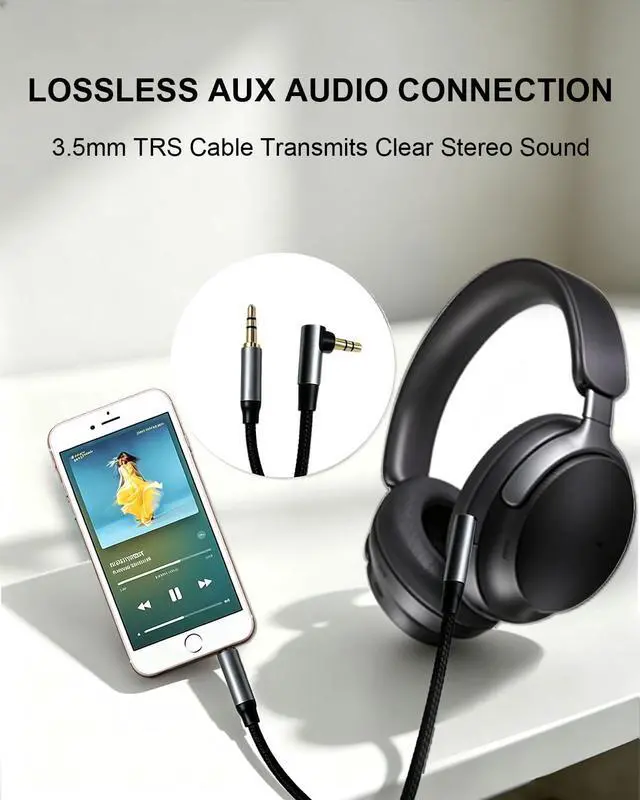 Alt view image 5 of 7 - 3.5 to 3.5mm TRS Aux Cable, 90 Degree for Headphone, 3.93FT