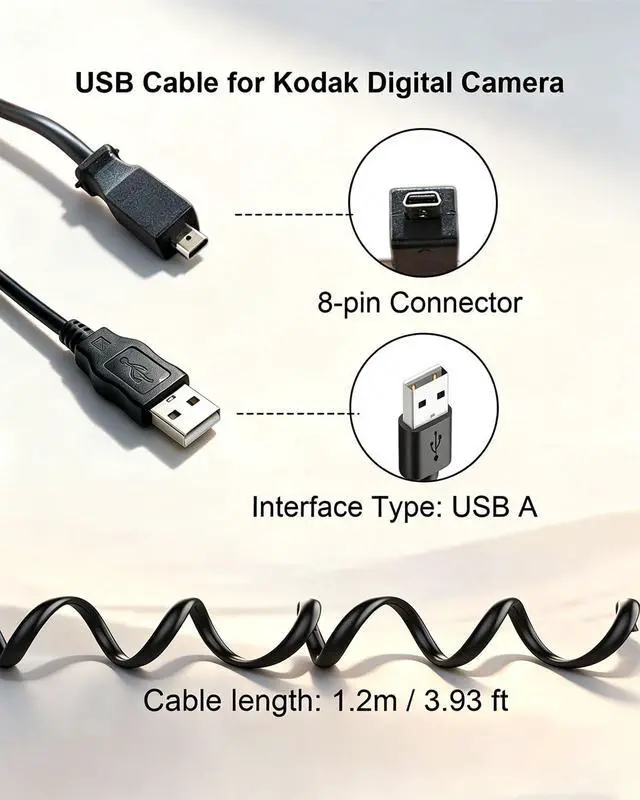 Alt view image 3 of 7 - Replacement USB U-8 Camera Cable Date Transfer Charger for Kodak