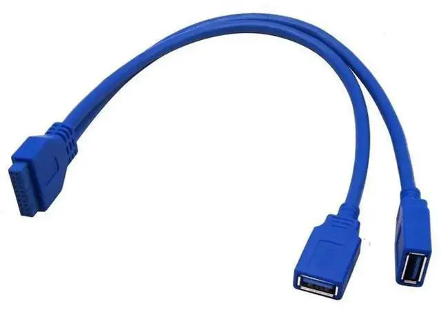 Alt view image 4 of 7 - 20 Pin Y Splitter Cable Dual Port USB 3.0 A Female to 20 Pin Female Motherboard Header Cable for USB Ports Directly to Computer Motherboard Backward Compatible with USB 2.0/1.0 (30cm-USB F)