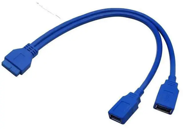 Alt view image 3 of 7 - 20 Pin Y Splitter Cable Dual Port USB 3.0 A Female to 20 Pin Female Motherboard Header Cable for USB Ports Directly to Computer Motherboard Backward Compatible with USB 2.0/1.0 (30cm-USB F)