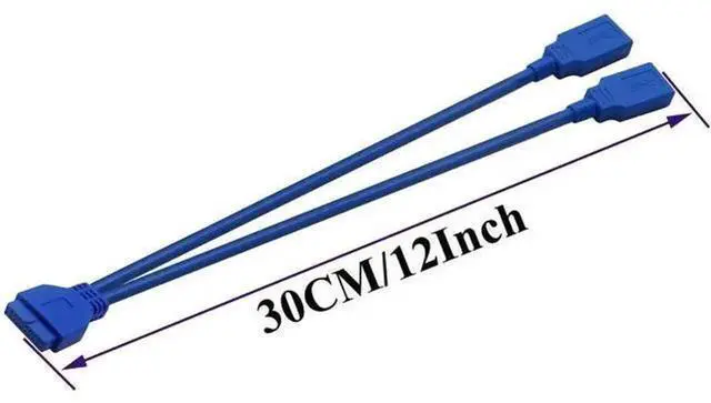 Alt view image 2 of 7 - 20 Pin Y Splitter Cable Dual Port USB 3.0 A Female to 20 Pin Female Motherboard Header Cable for USB Ports Directly to Computer Motherboard Backward Compatible with USB 2.0/1.0 (30cm-USB F)