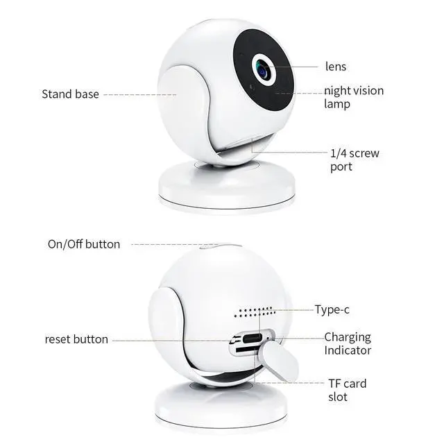Alt view image 7 of 7 - A5 Wide-Angle Home Camera with High-Definition Night Vision and WIFI for Indoor Security Monitoring and Intelligent CameraA5 Wide-Angle Home Camera with High-Definition Night Vision and WIFI for Indoo
