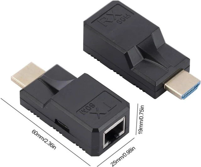 Alt view image 4 of 4 - 60M RJ45 to HDMI-Compatible Adapter with USB Power Cable 1080P HDMI-Compatible Extender Plug and Play Over Cat5e Cat6