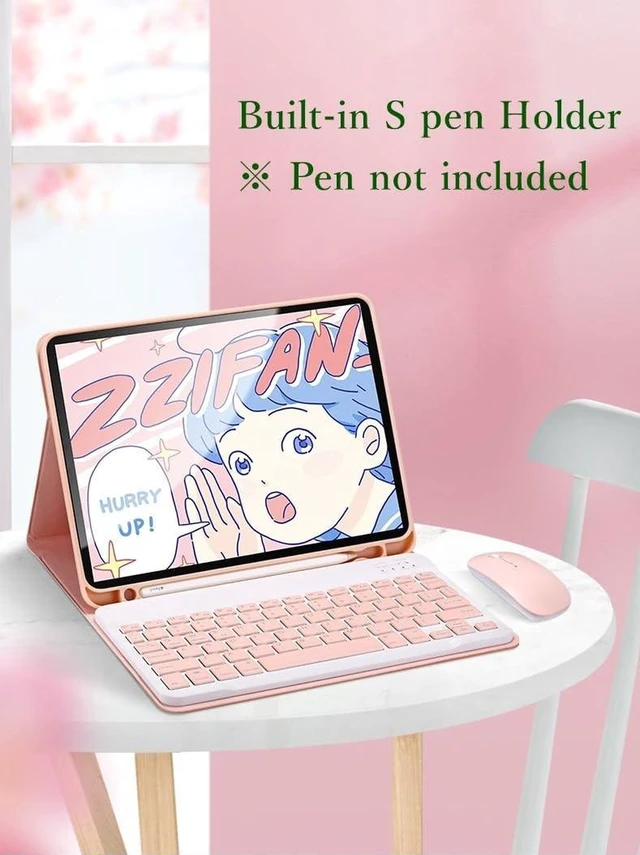 Alt view image 3 of 5 - kaidisen Keyboard Case Mouse for Galaxy Tab A8 10.5 inch Tablet Model SM-X200/X205/X207, Detachable Cute Color Keyboard Case with S Pen HolderBlack