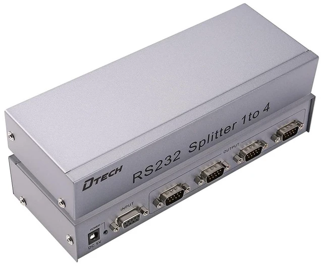 Alt view image 6 of 6 - RS232 Splitter, DTECH 4 Port Serial Expansion Box 1x4 COM Port Expander with Power Adapter for Sharing PCs and Capture Data
