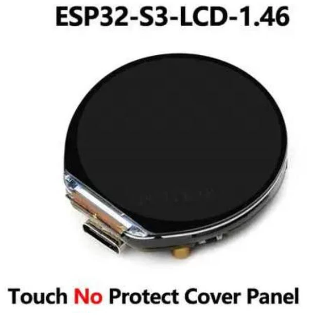 Main image of ESP32-S3 development board with 1.46-inch circular LCD display and DeepSeek artificial intelligence voice recognition technology.