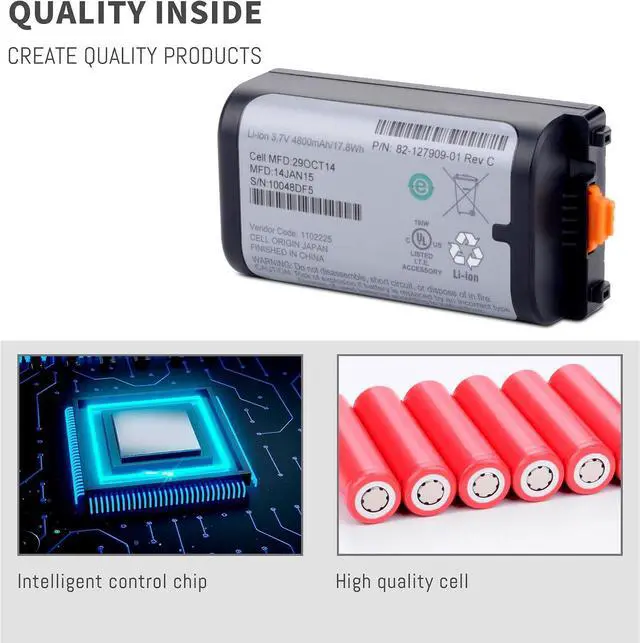 Alt view image 5 of 7 - 82-127909-02 Replacement Battery for Symbol Zebra MC3190 MC3100 MC3090 MC3190R MC3090S MC3090K MC3190Z MC3190G MC3190-G BTRY-31KAB02 BTRY-MC3XKABOE 82-127909-01 Scanner Battery 3.7V 4800mAh/17.8Wh