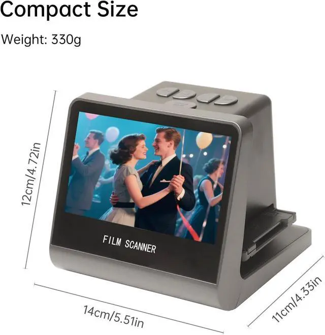 Alt view image 6 of 7 - Film and Slide Scanner, Converts 135 Film 126KPK 110 Super8 Monochrome Slides to Digital JPEG Photos, Built in 16GB Memory 5 Inch LCD Screen, for PC TV Vista 7 8 10 M