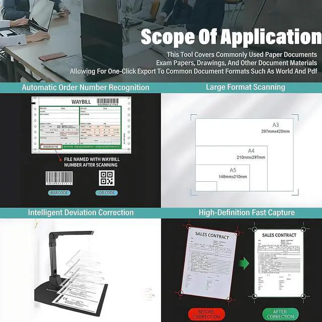Alt view image 5 of 7 - High Definition Book Scanner Camera, Portable Document Scanner with LED Light and OCR for Teachers Library and Home Office