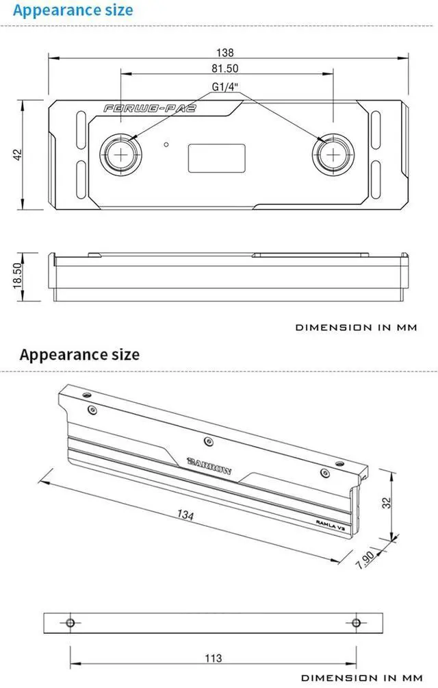 Alt view image 5 of 7 - RAM Water Block with TFT Display, Two Channel and Four Channel Memory Water Cooling Block, Water Cooler Kit with Memory Heatsink for DDR5-RAM Module (Black,Include 4 Memory Heatsink)